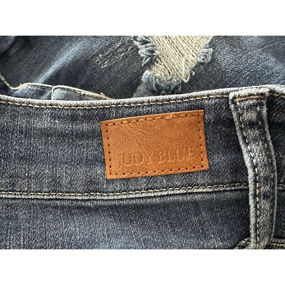 Judy‎ Blue Womens 14W Skinny Jeans Distressed Raw Hem Stretch Denim Blue Casual